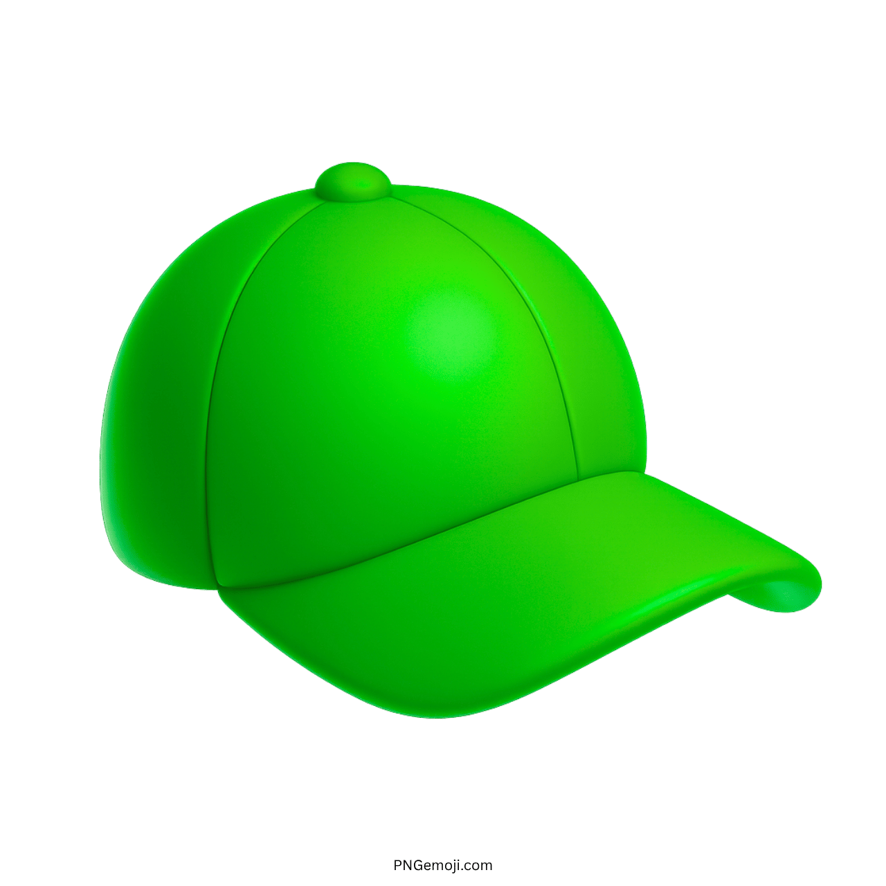 3D green baseball cap emoji with curved brim and glossy smooth finish