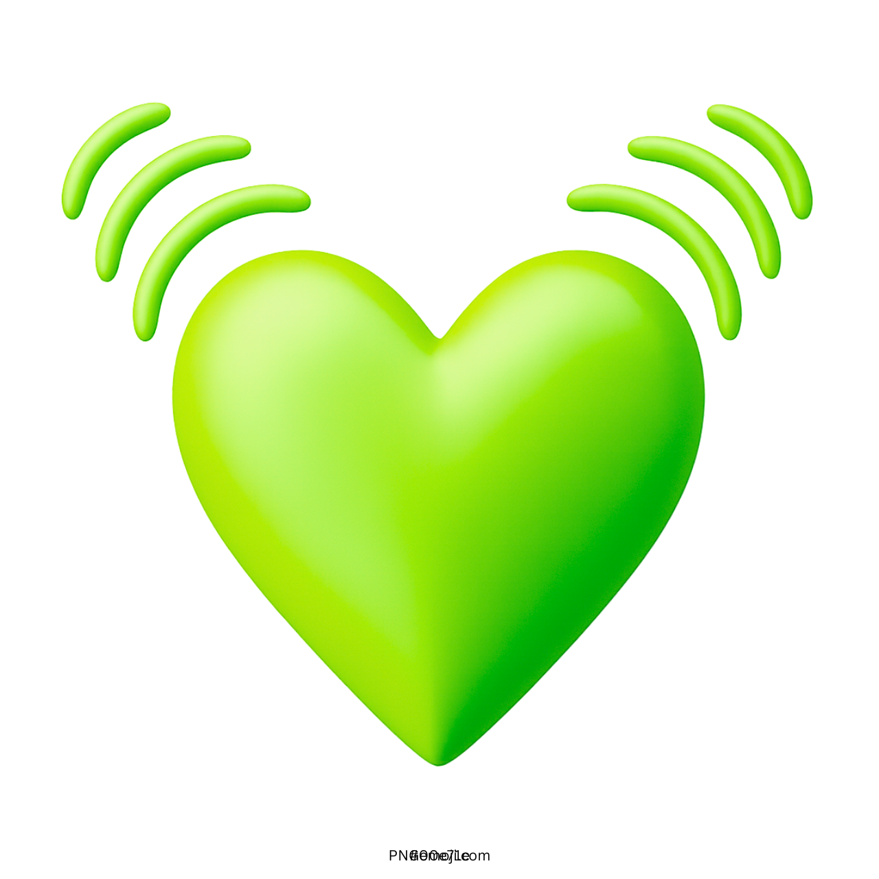 3D green beating heart emoji with motion lines and transparent PNG