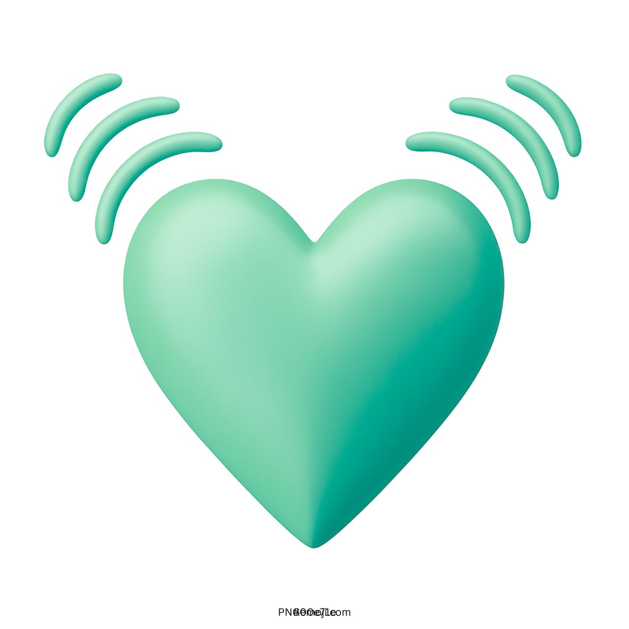 3D green heart emoji beating with motion lines, isolated on transparent background