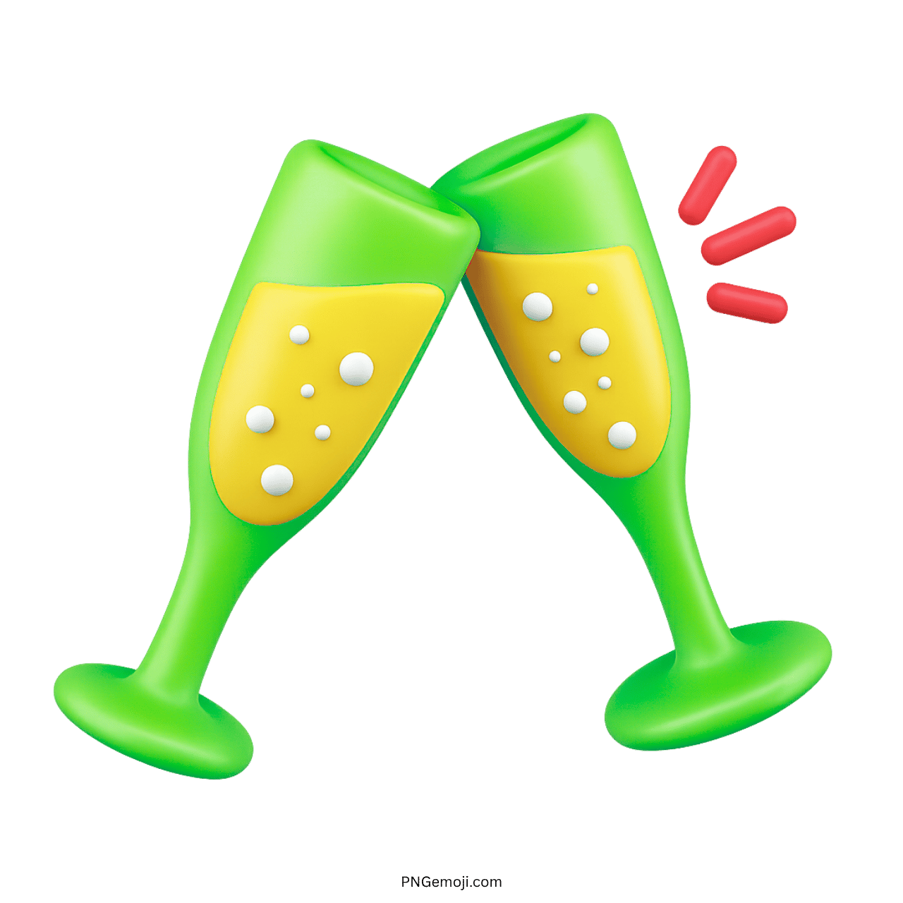 3D green clinking glasses emoji for celebration, cheers, toasts, and party fun moments