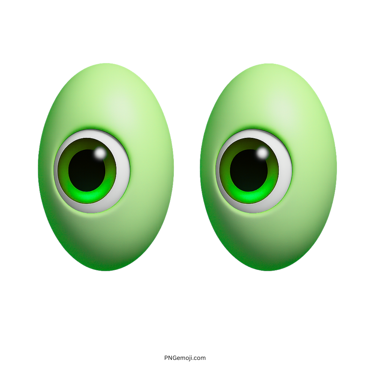 3D green eyes emoji icon with watching or surprised look on transparent background