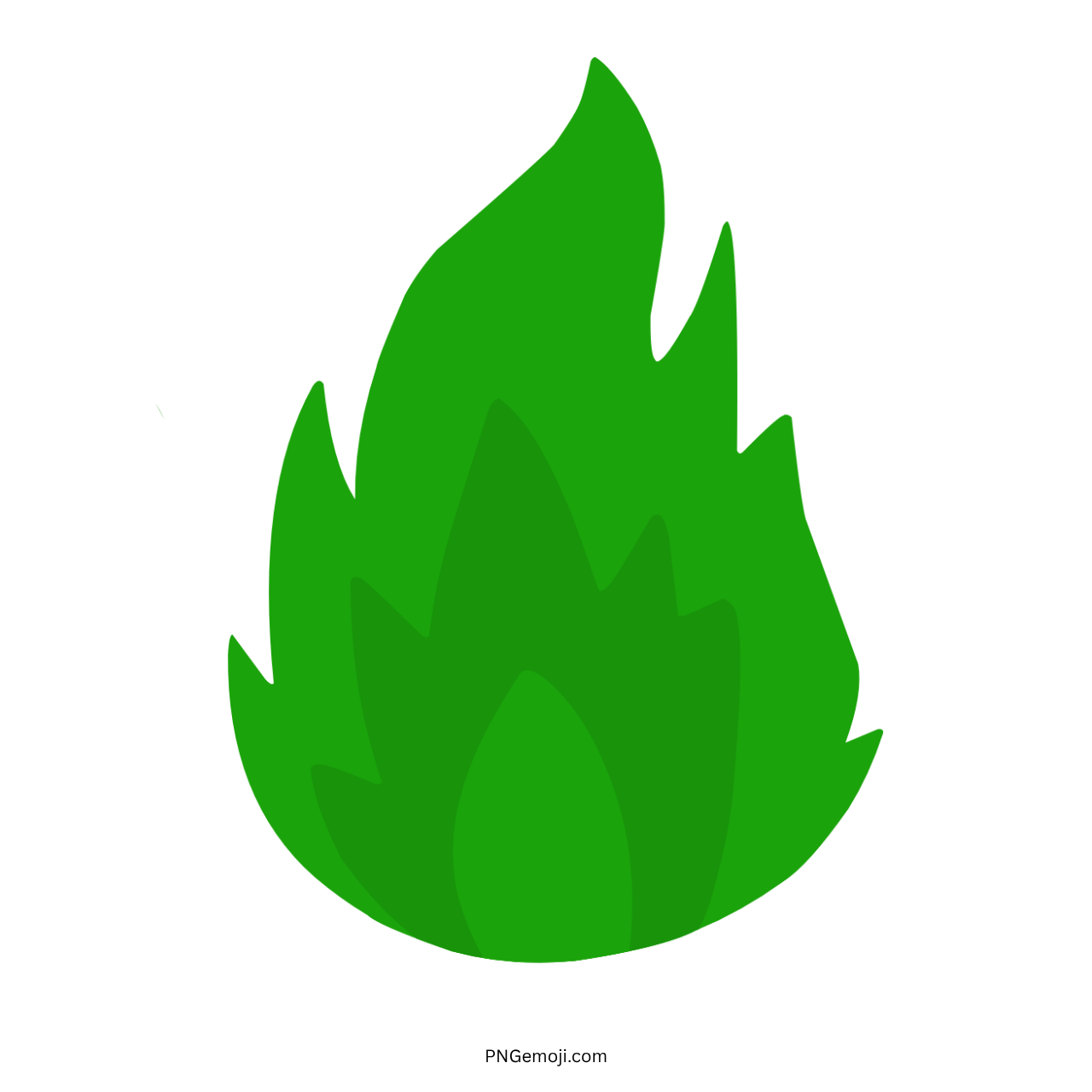 3D green flame fire emoji with transparent background PNG graphic icon
