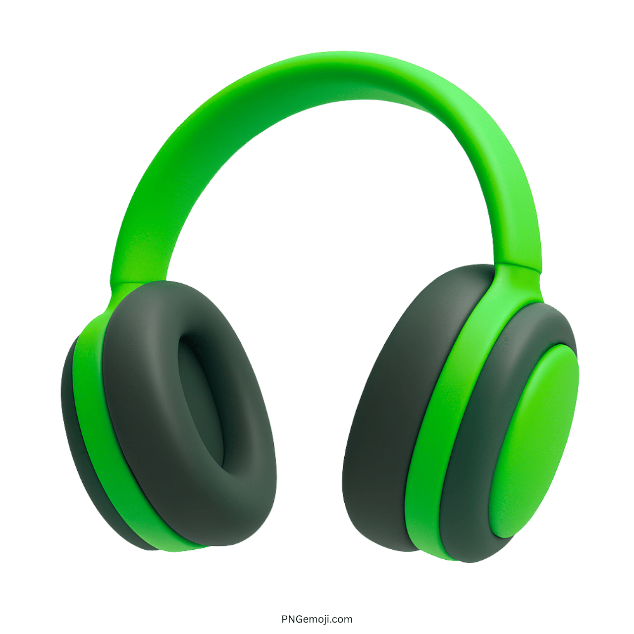 3D green and black headphones emoji icon with cushioned ear pads and curved headband