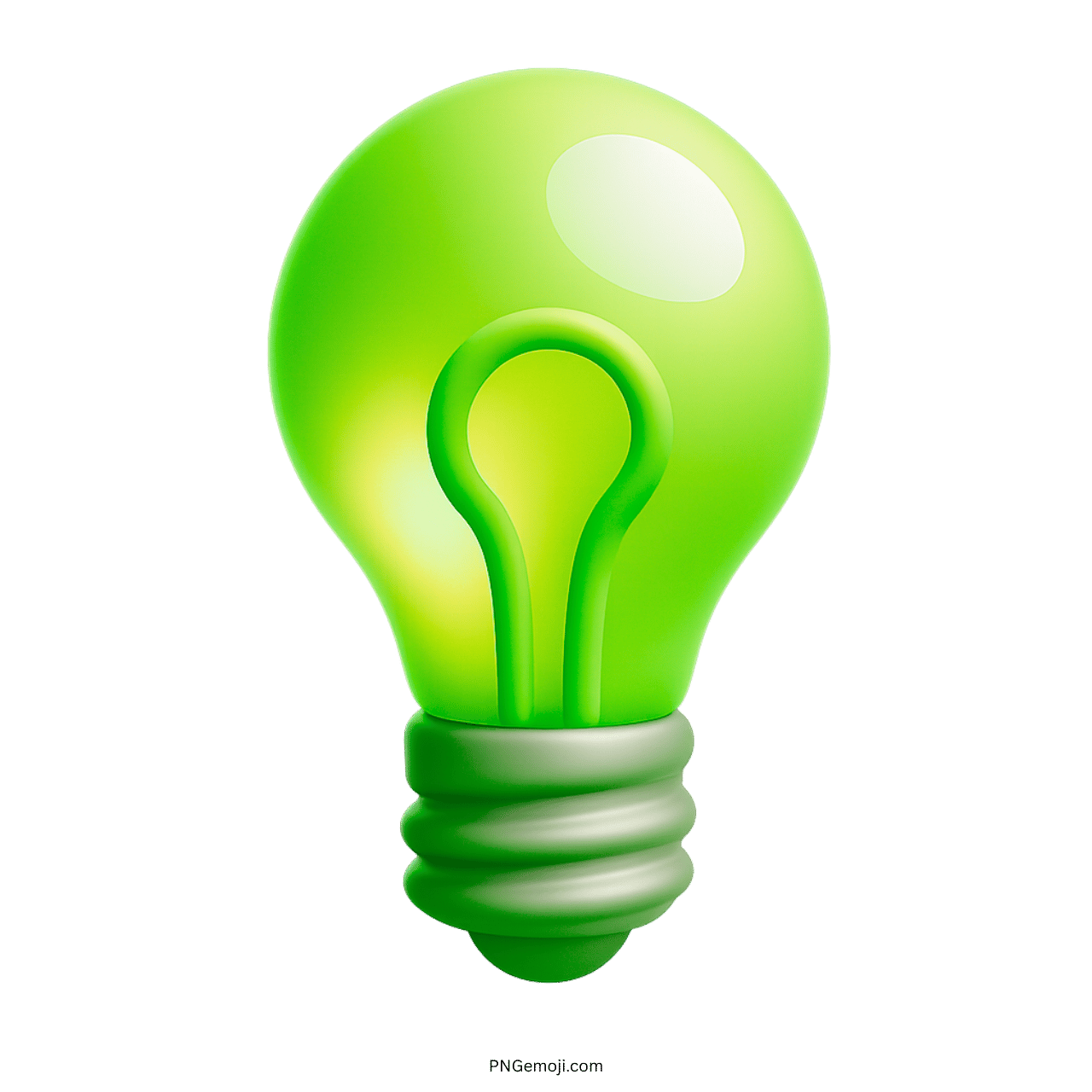 3D green light bulb emoji for eco-friendly creative ideas with transparent background