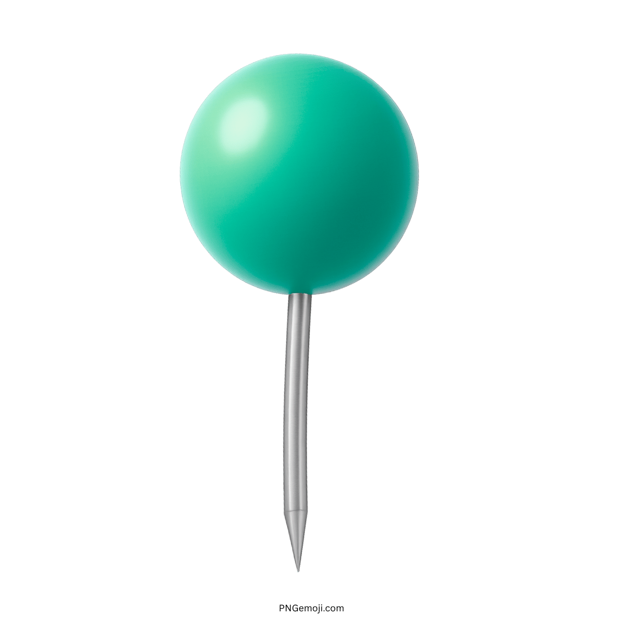 3D green location pin emoji with shiny head and silver pointer
