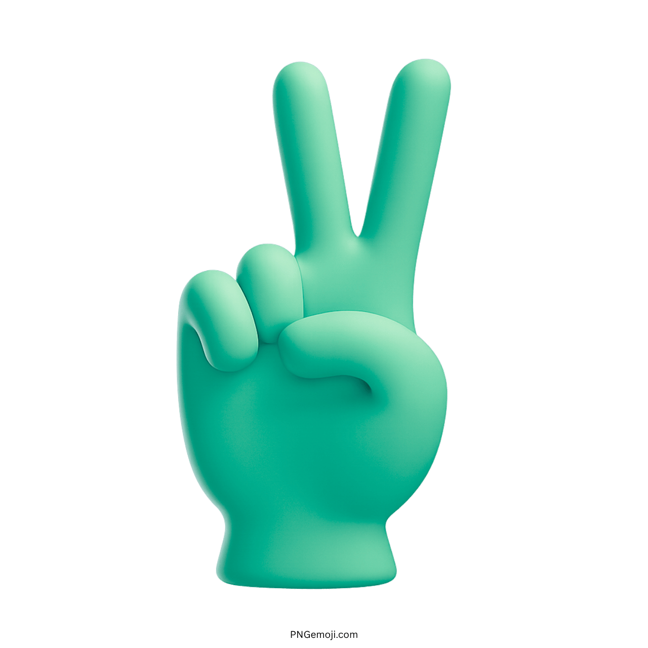 3D green peace hand emoji showing victory gesture with transparent background
