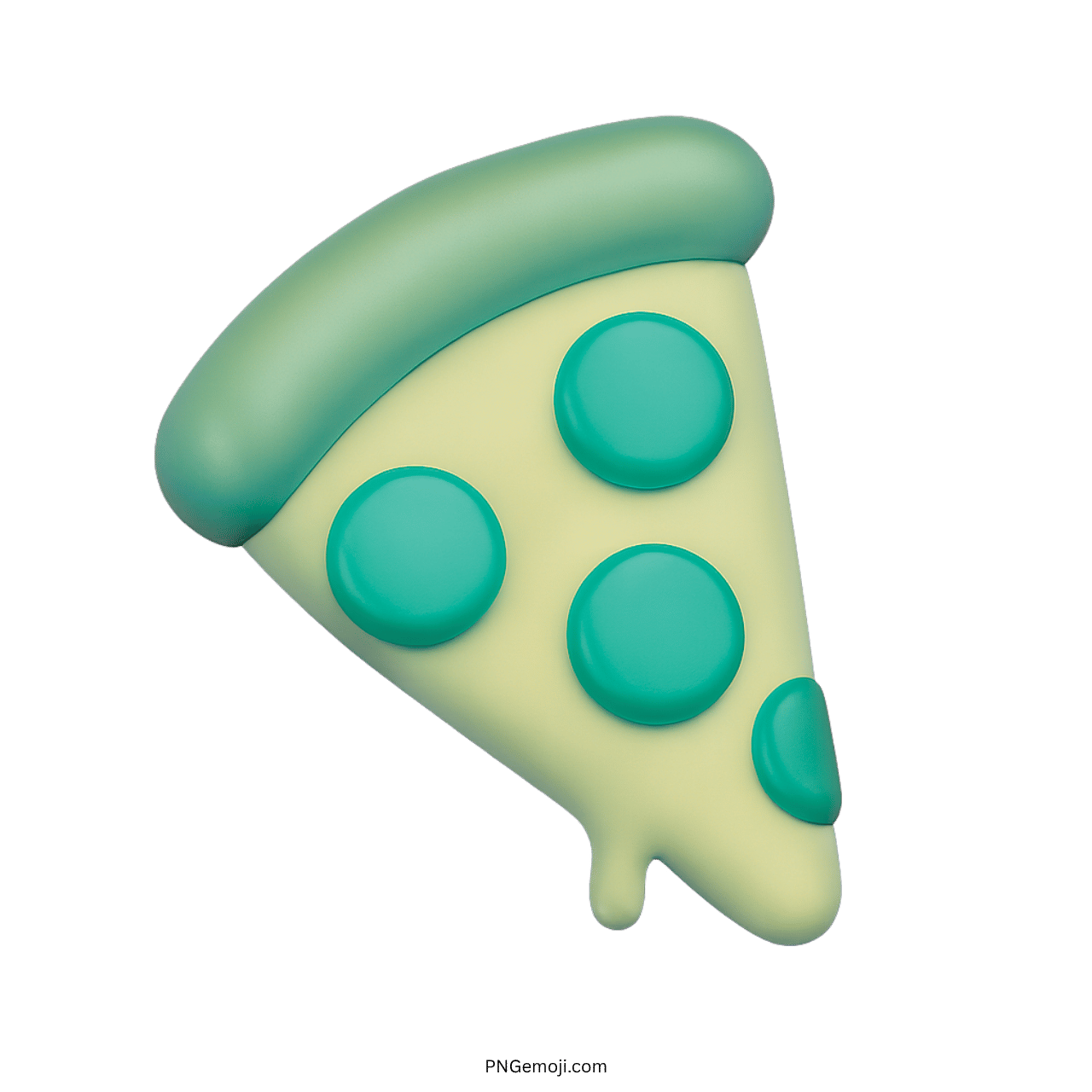 3D green pizza slice emoji icon with round toppings and melted cheese