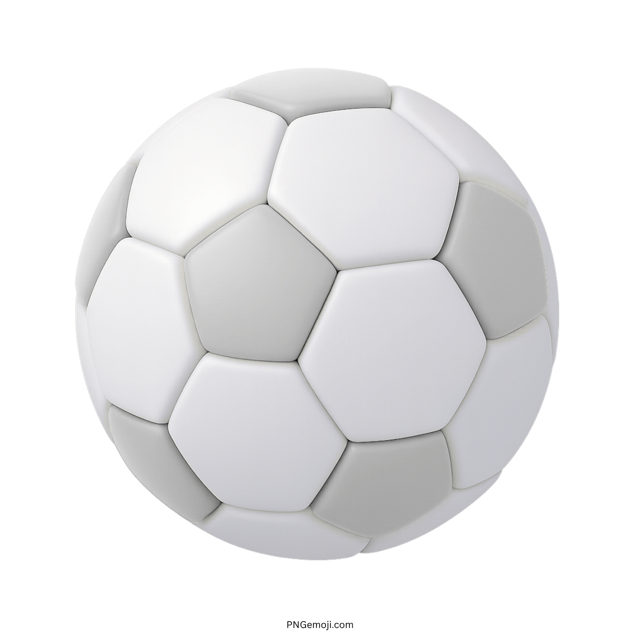 3D grey and white football emoji with smooth texture and transparent background