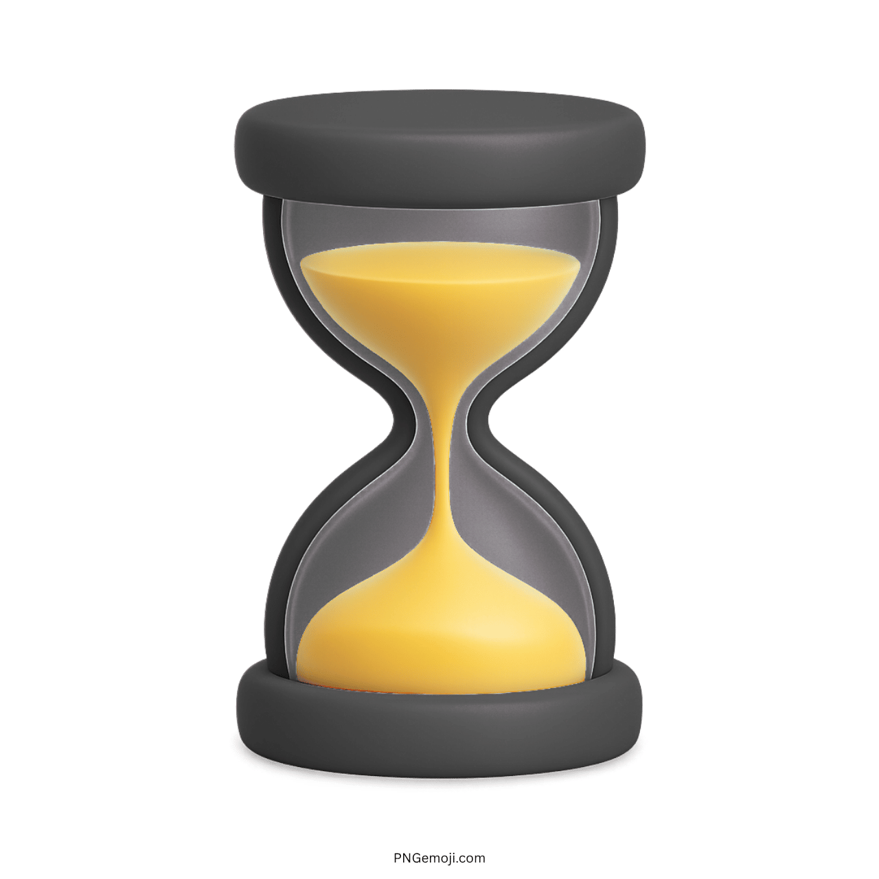 3D hourglass emoji with yellow sand timer and transparent PNG background
