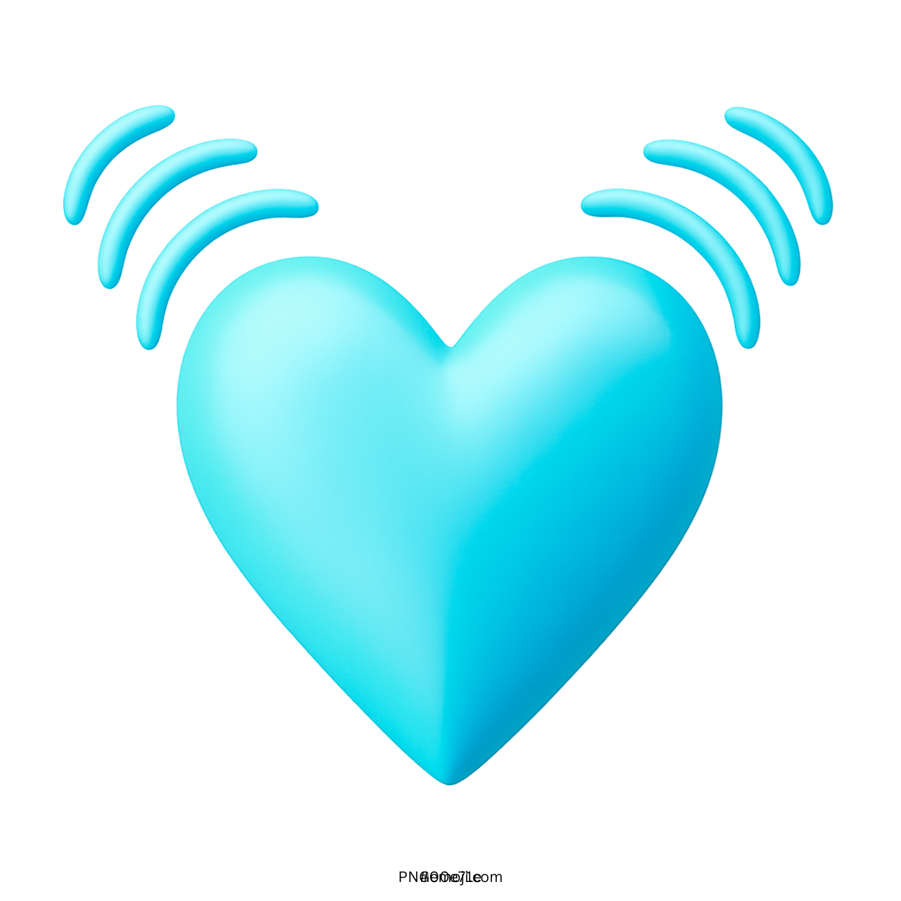 3D light blue beating heart emoji with motion lines PNG