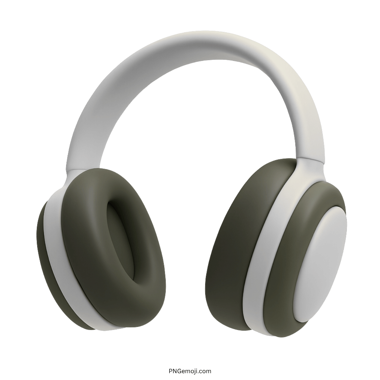 3D over-ear headphones emoji with sleek white band and cushioned brown earcups