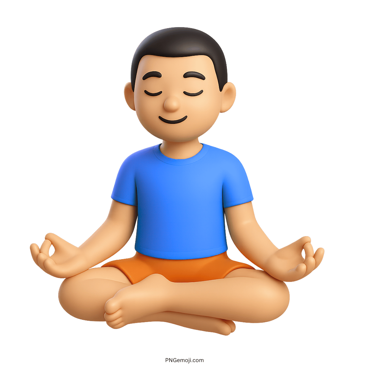 3D person meditating in lotus position emoji with calm facial expression