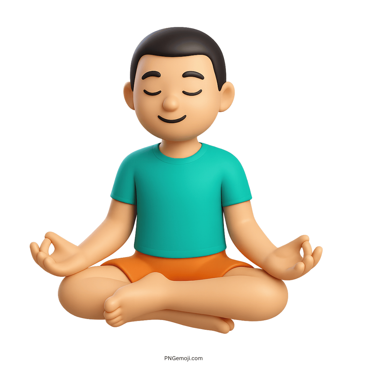 3D meditating person emoji in lotus pose wearing teal or cyan shirt