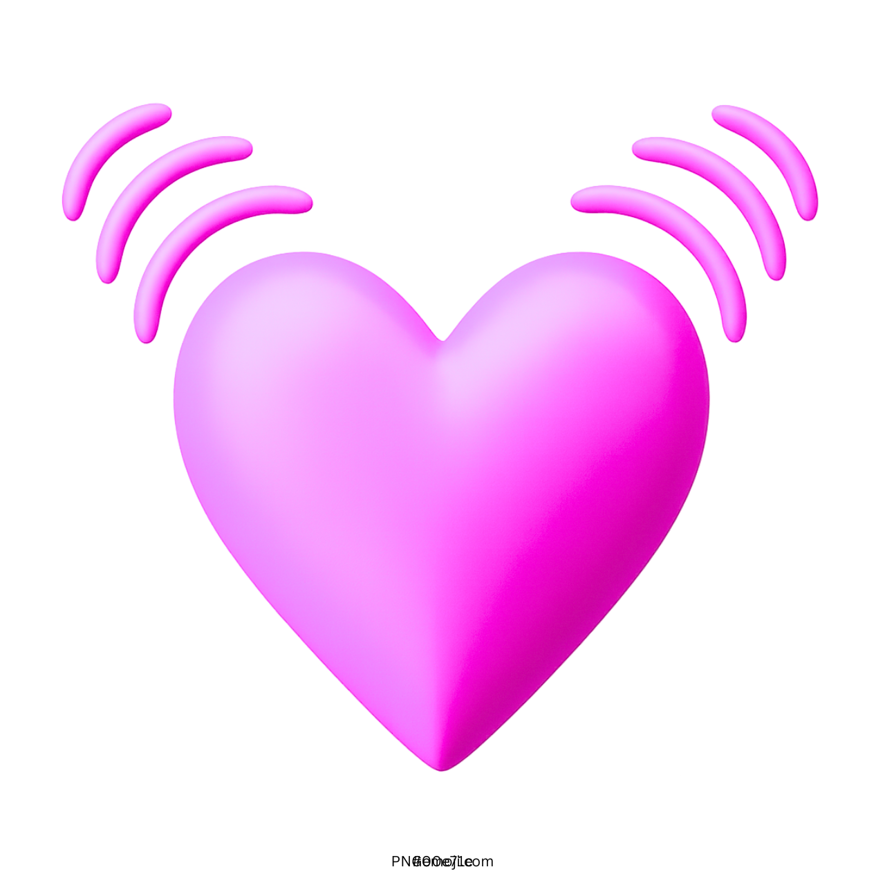 3D pink beating heart emoji with vibration lines and transparent PNG