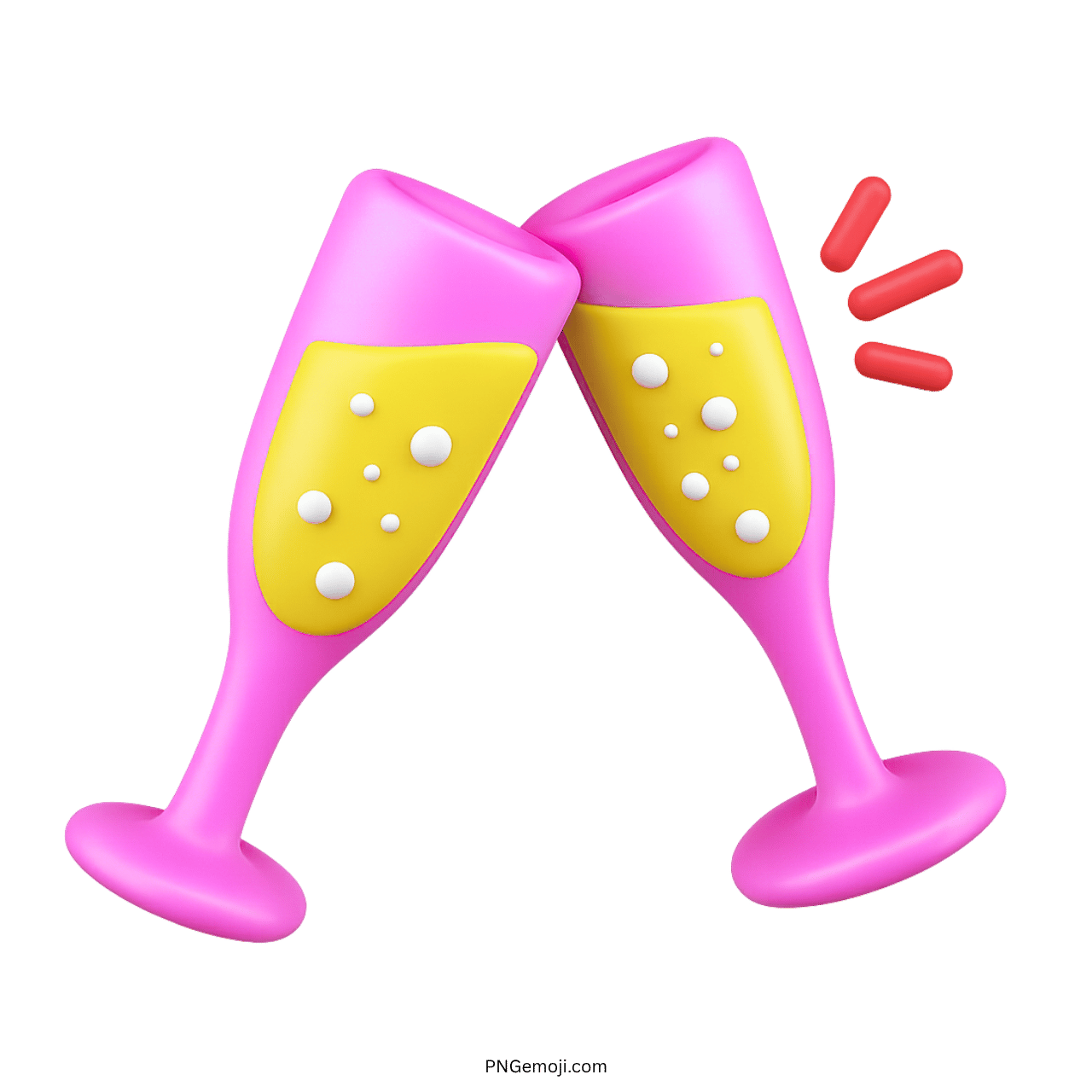 3D pink clinking glasses emoji for celebration, love, parties, cheers, and joyful toasts