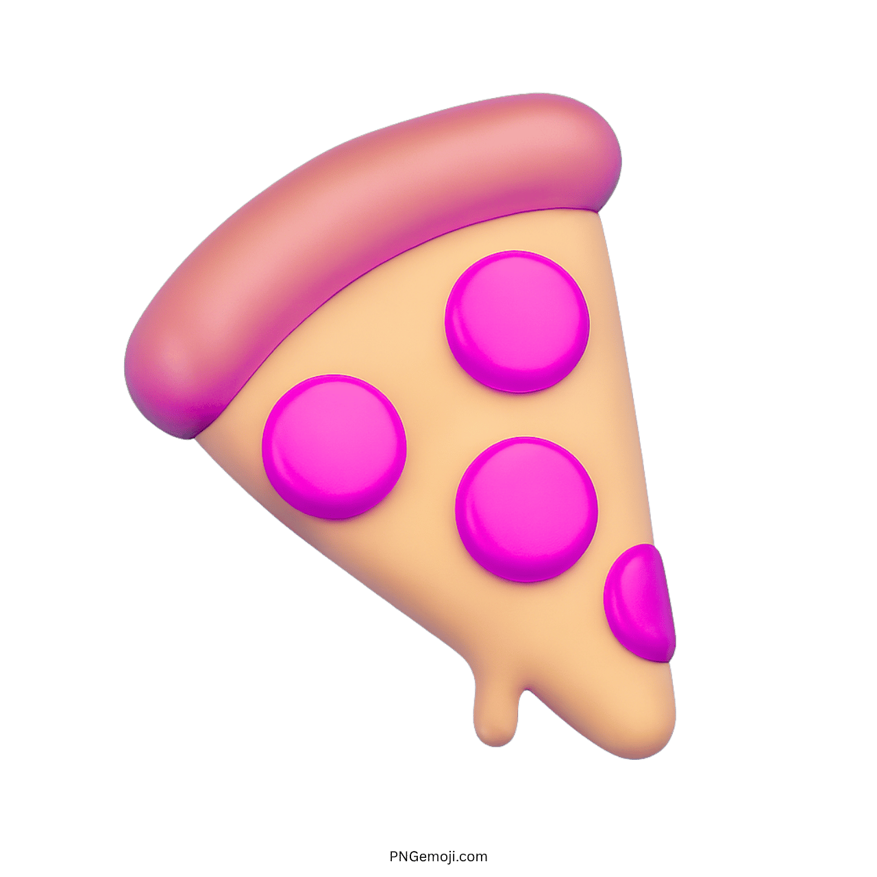 3D pink pizza emoji slice with cheesy toppings on transparent background PNG format