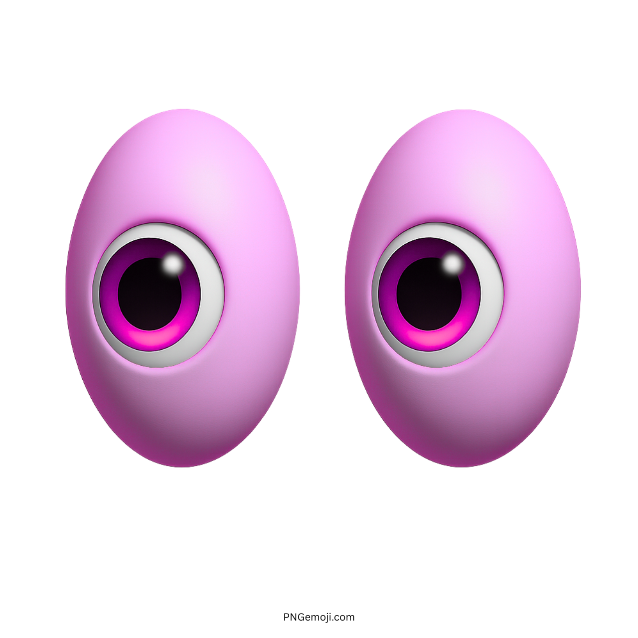 3D pink-purple eyes emoji icon with cute wide-eyed look on transparent background
