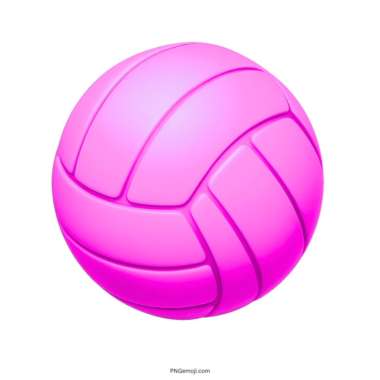 3D pink volleyball emoji icon with glossy finish and smooth panel design on transparent background