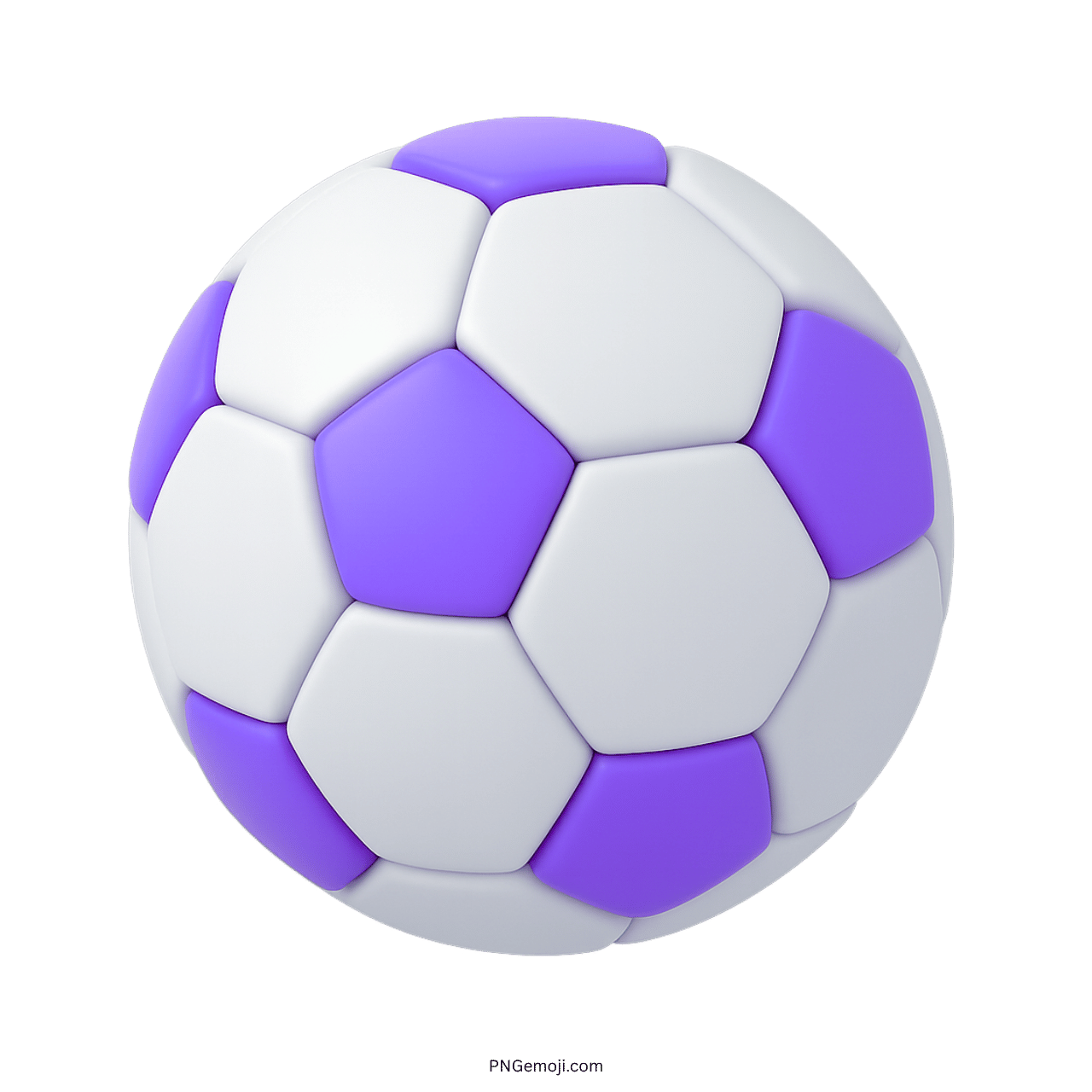 3D purple and white football emoji on transparent background for sports graphics