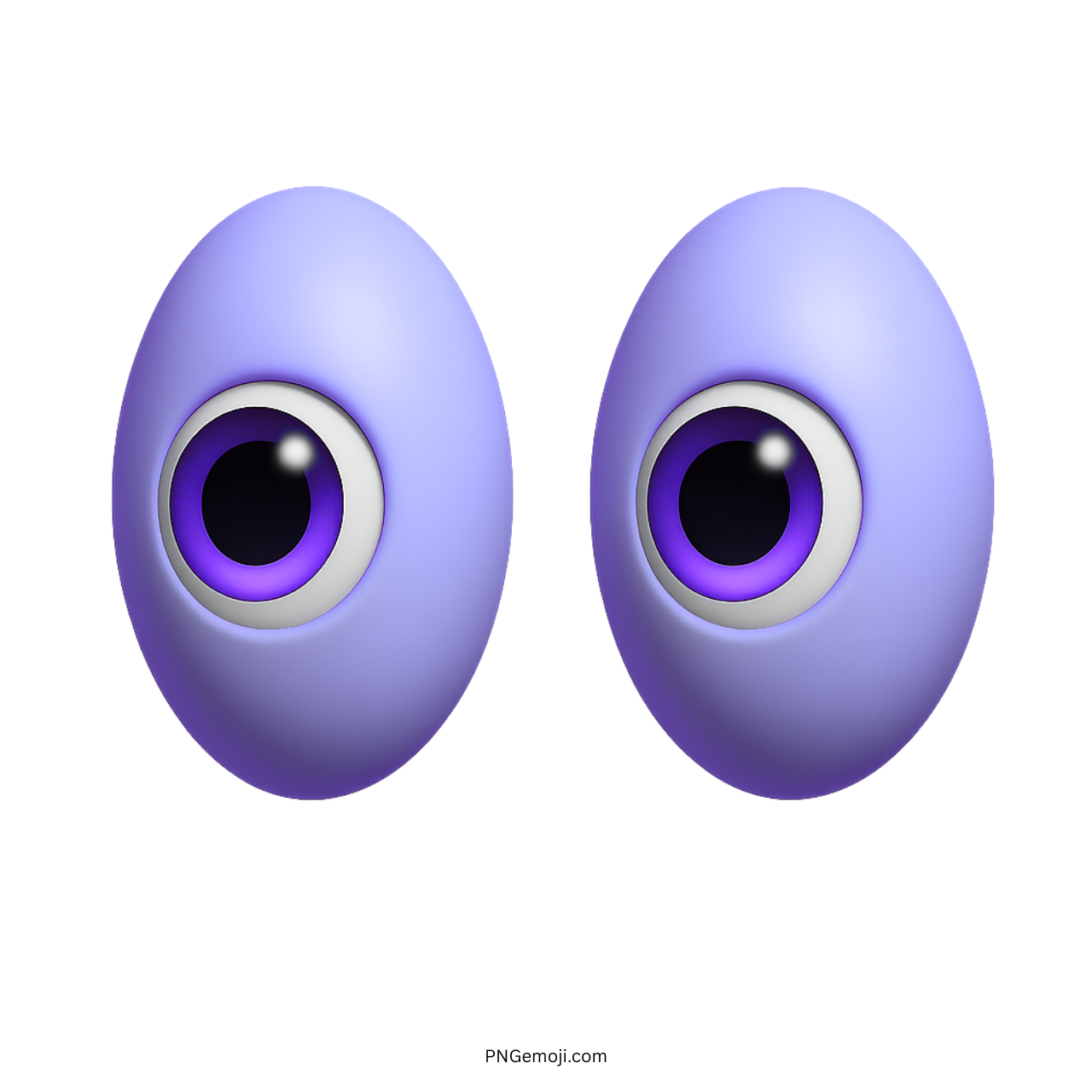 3D purple eyes emoji icon with violet stare and surprised expression on transparent background