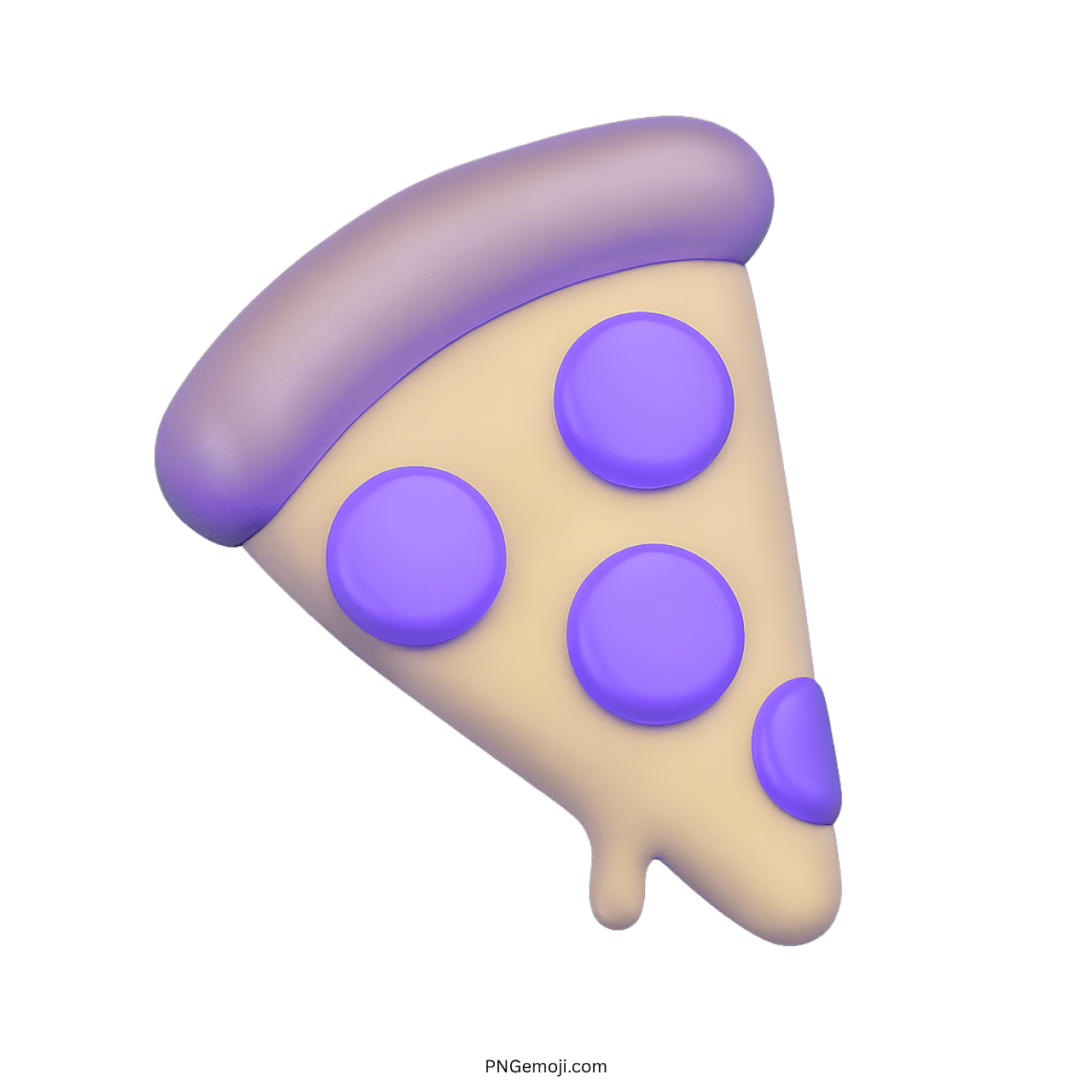 3D purple pizza emoji slice with cheese and toppings on transparent PNG background