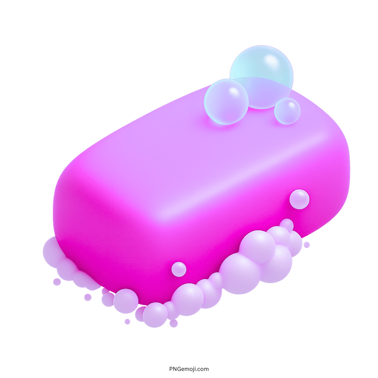 3D purple soap bar emoji with foamy bubbles and transparent background