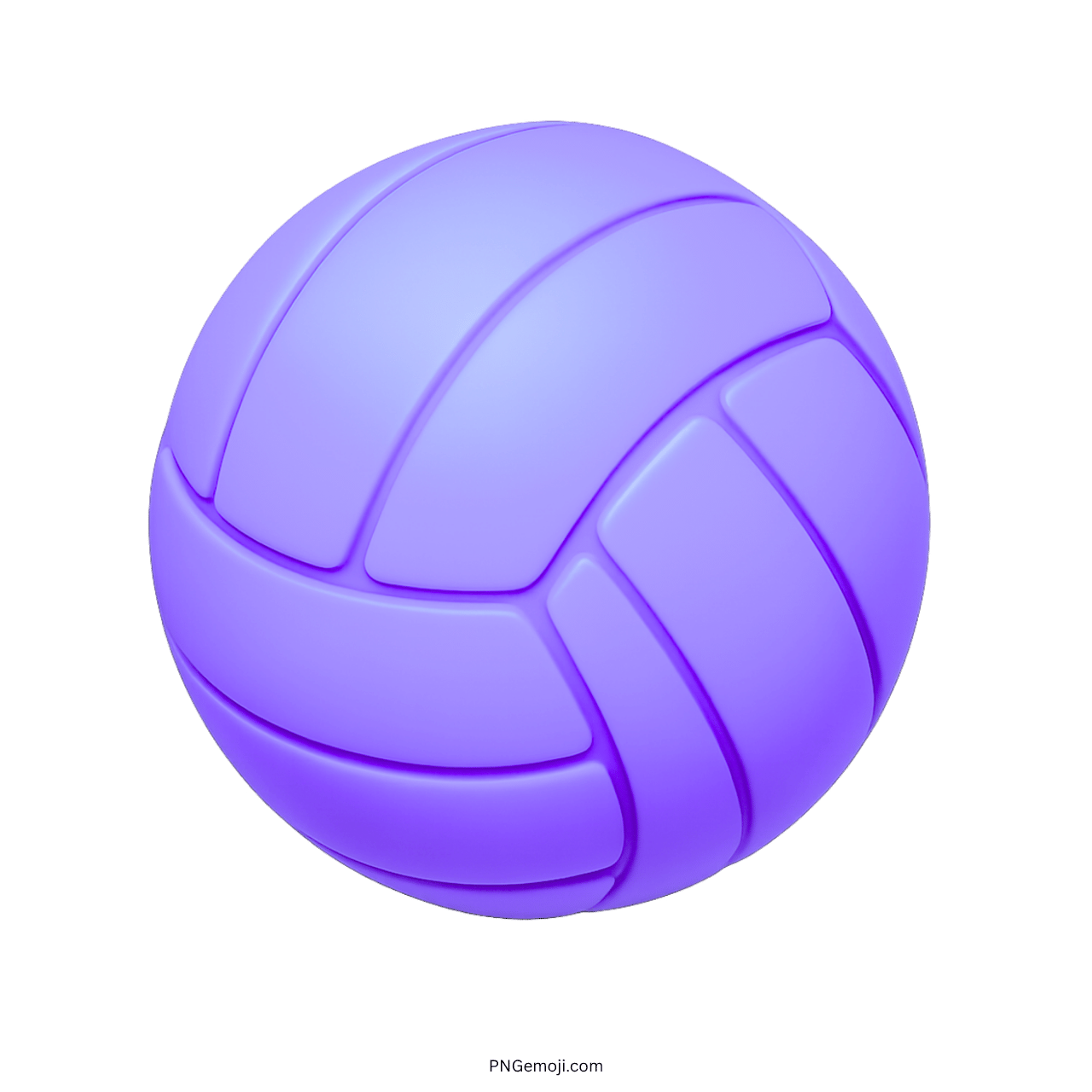 3D purple volleyball emoji icon with glossy finish and smooth panel design on transparent background