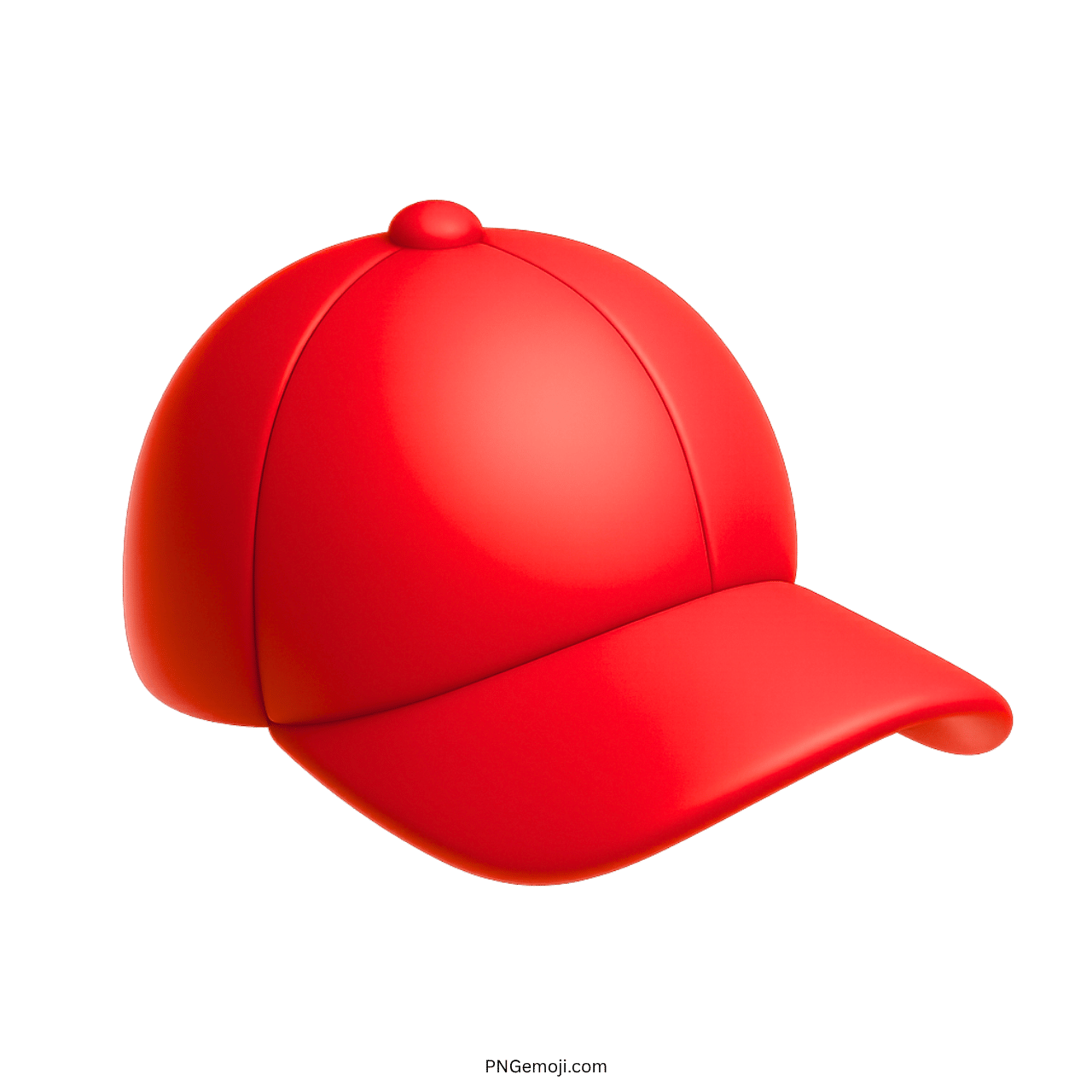 3D red baseball cap emoji with bold color and smooth rounded design