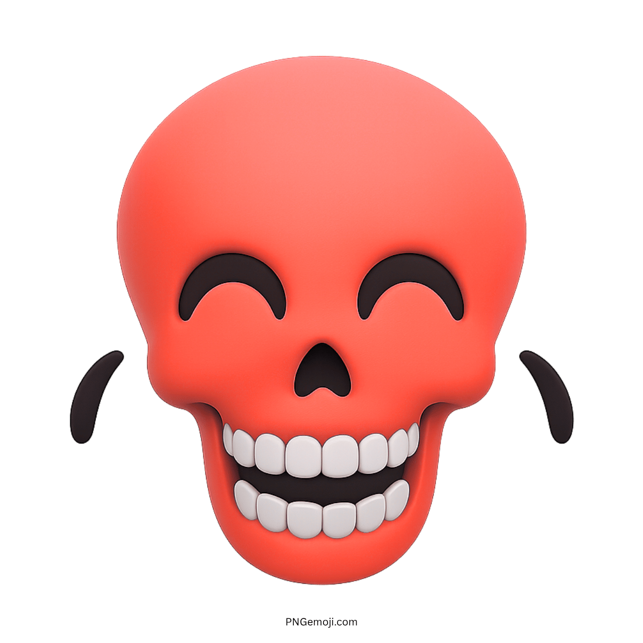3D red laughing skull emoji with joyful tears and wide white smile