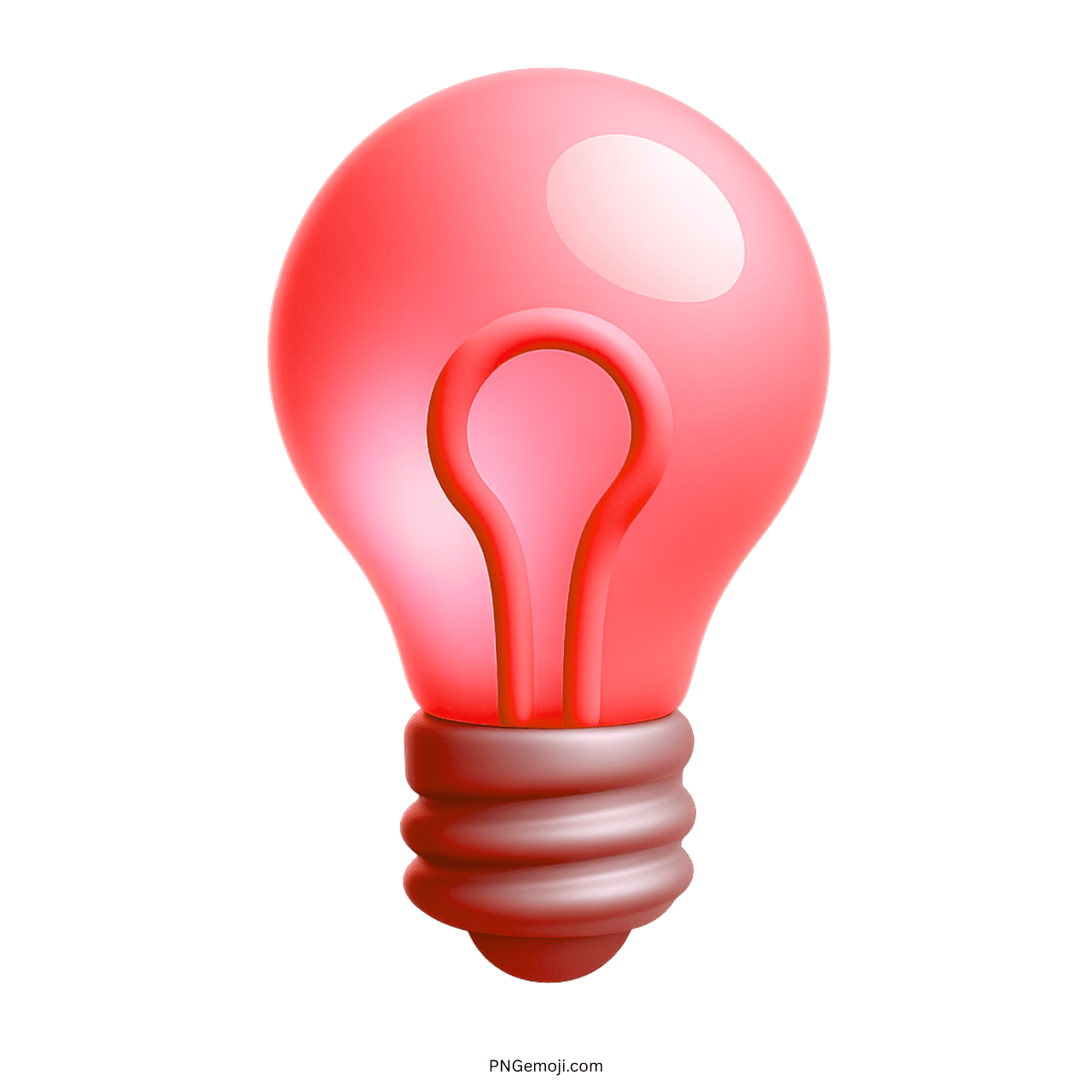 3D red light bulb emoji symbolizing alert, warning, or bold ideas in PNG