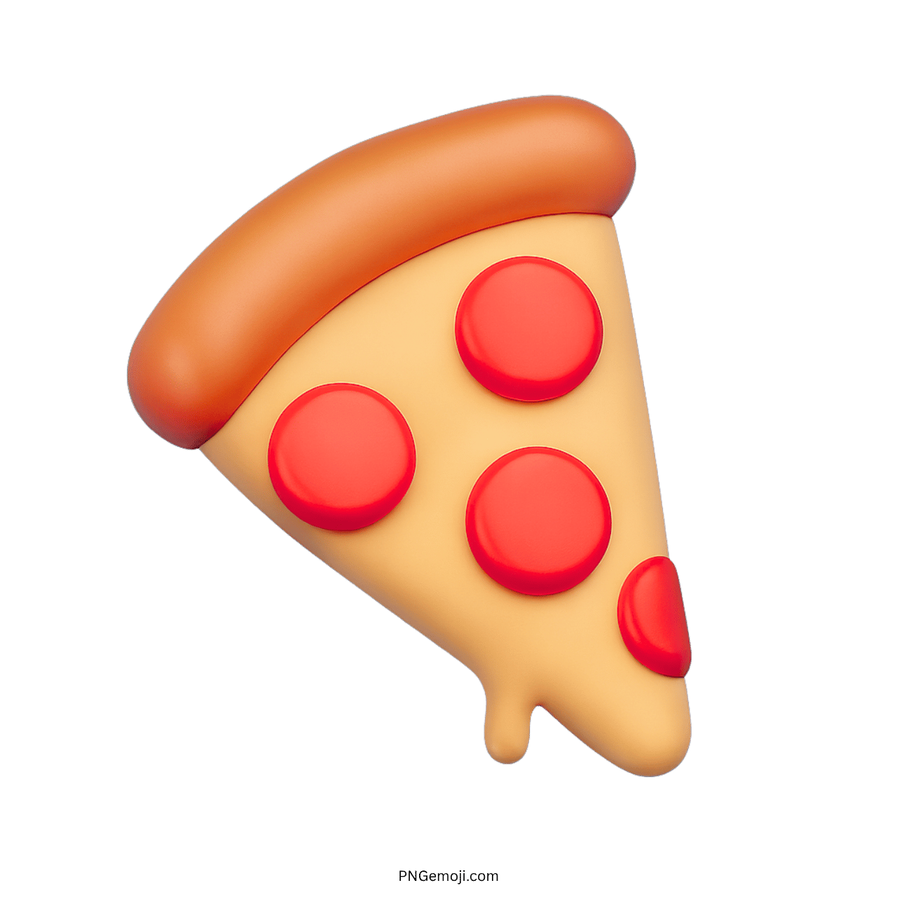 3D red pizza emoji slice with cheese and toppings on transparent background PNG