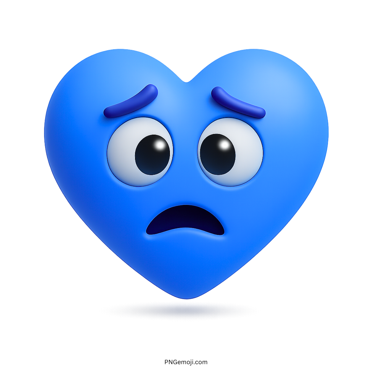 3D sad blue heart emoji face showing emotional distress or anxiety expression
