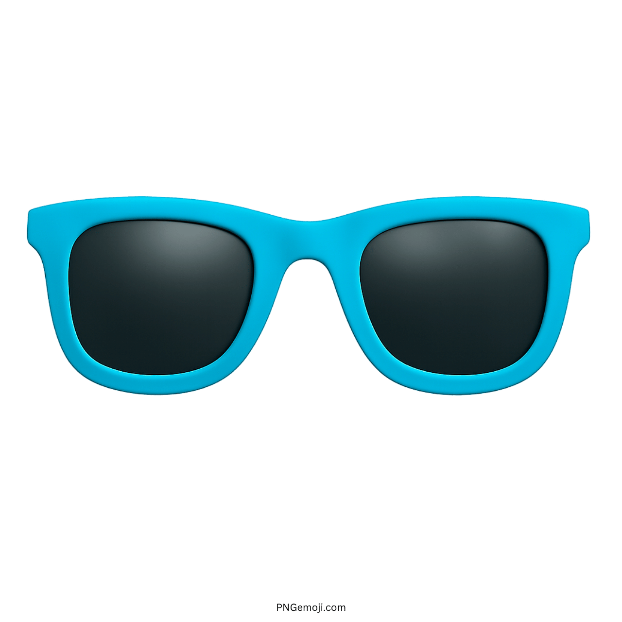 3D sky blue sunglasses emoji with black lenses on transparent background PNG clipart