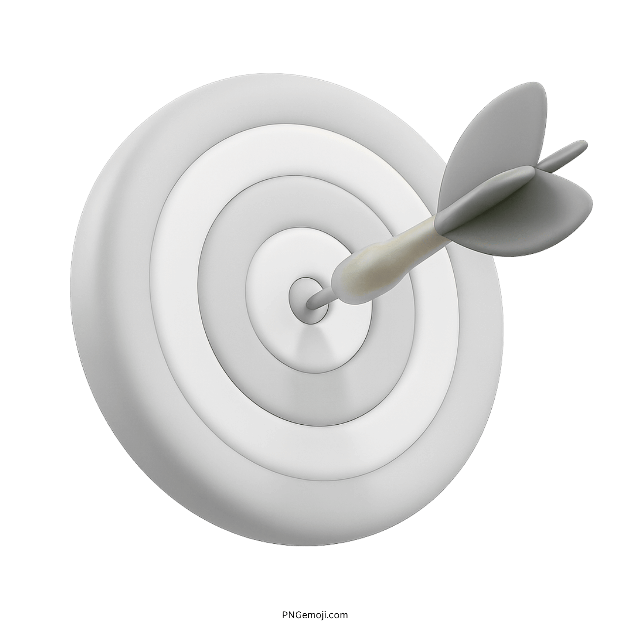 3D bullseye target emoji with dart hitting center in white glossy style