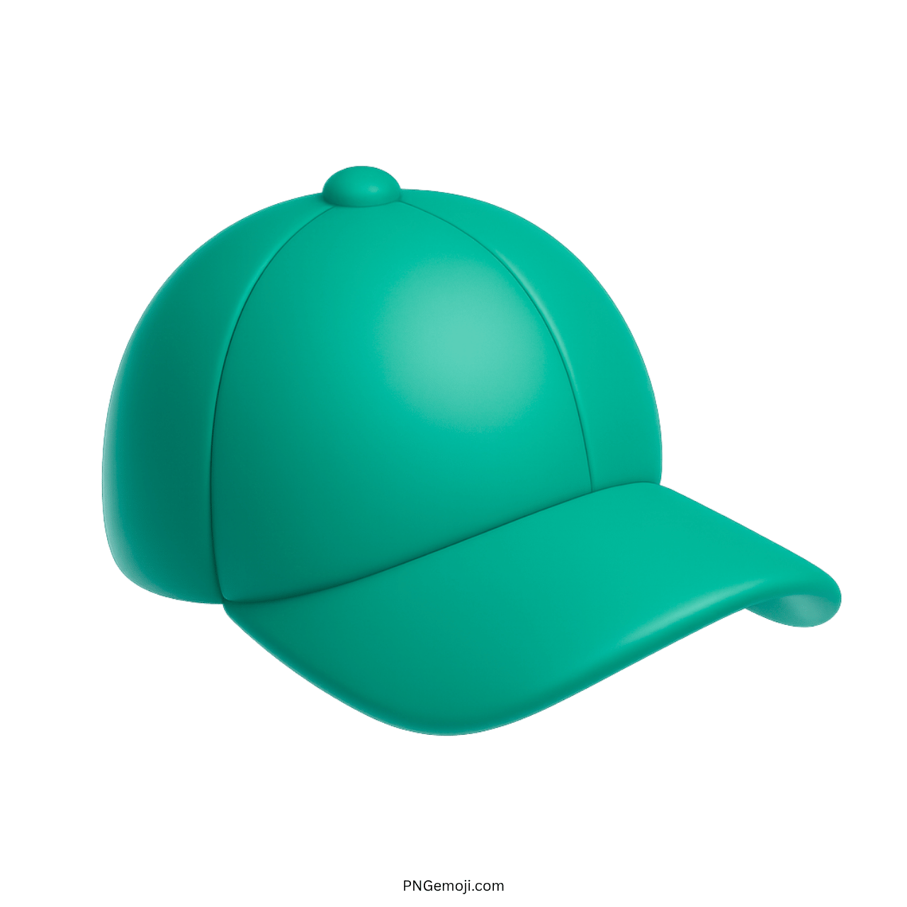 3D teal baseball cap emoji with curved brim and bold smooth surface finish