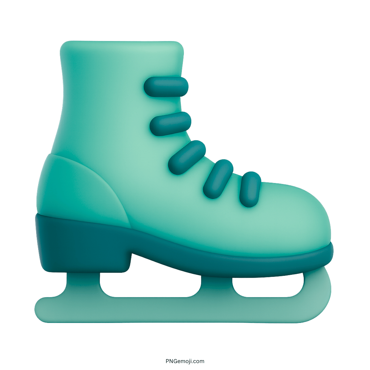 3D teal green ice skate emoji for winter fun and digital design