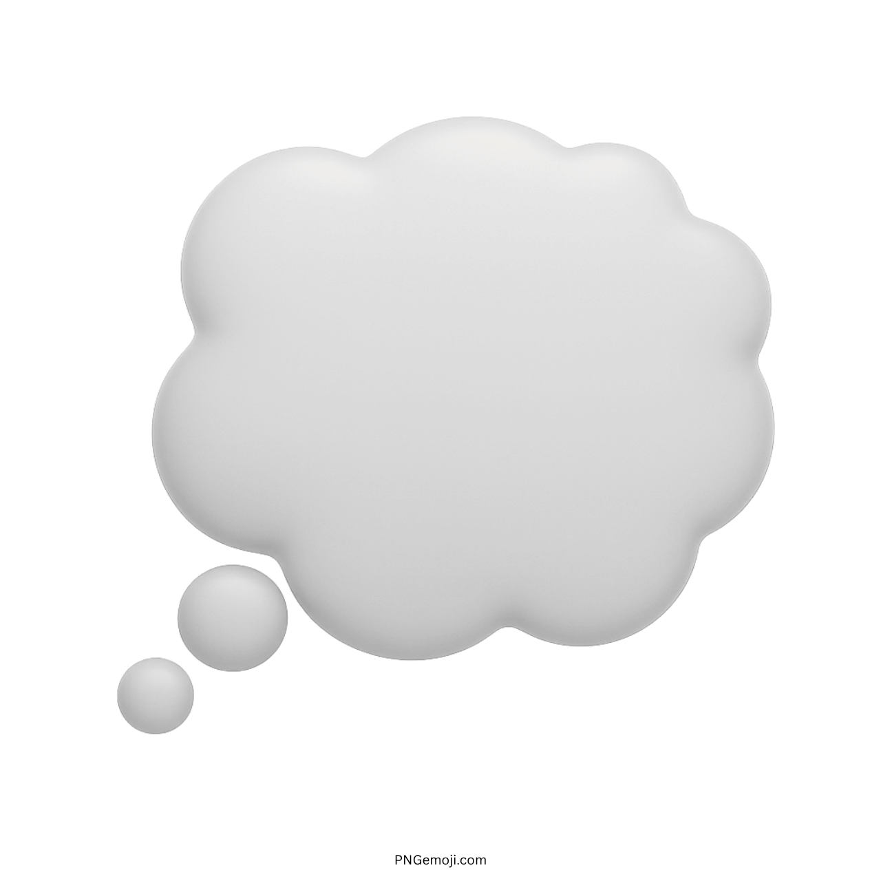 3D white thought balloon emoji PNG with soft cloud bubble design transparent background