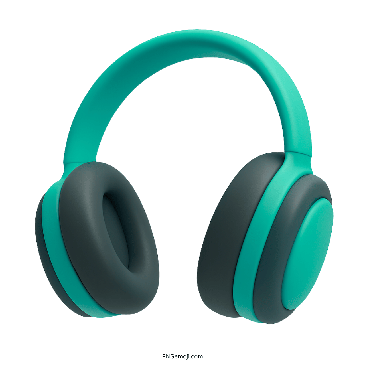 3D turquoise headphones emoji with black cushions and smooth modern design
