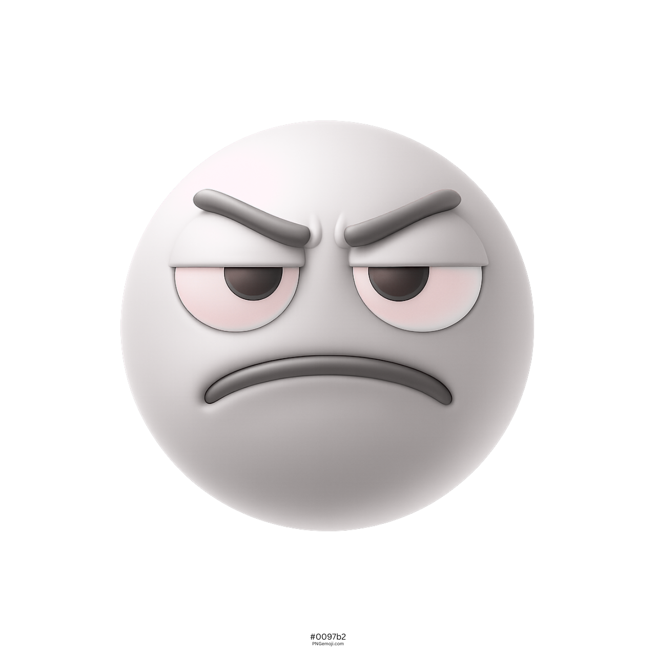 3D unamused face emoji with pale gray tone tired eyes and frowning expression