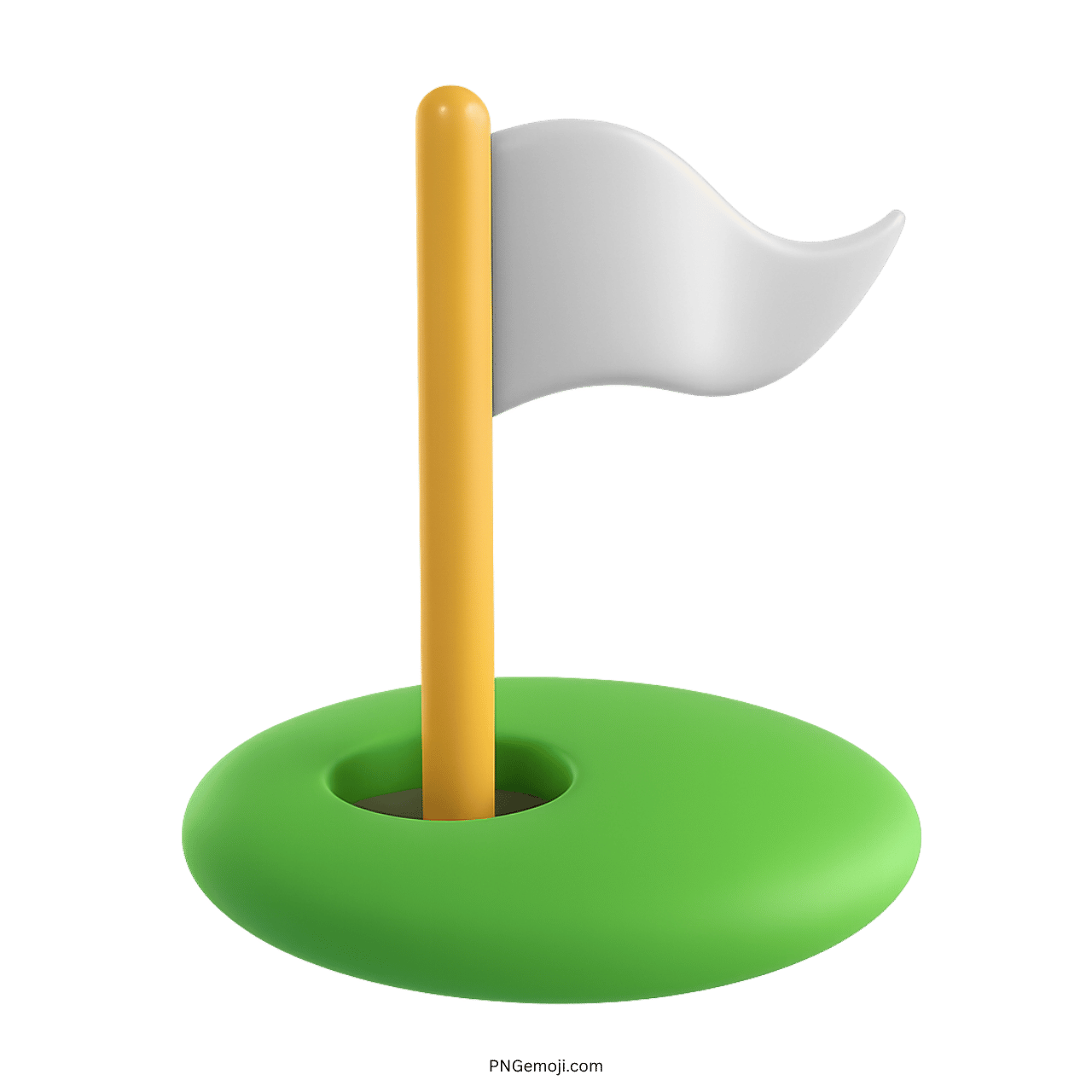 3D white flag emoji in green base with yellow pole and transparent background