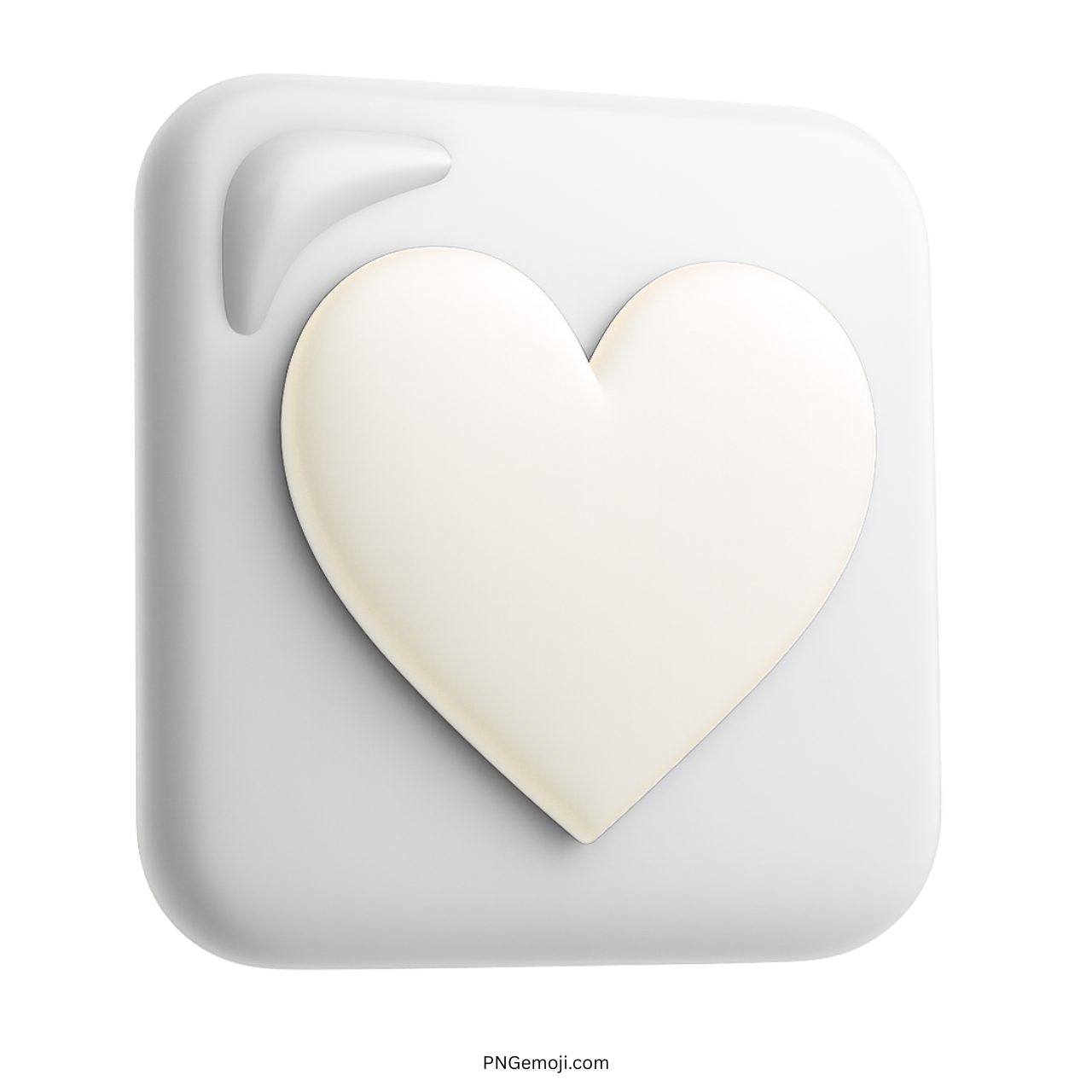 Minimal 3D heart emoji icon on soft light grey square with smooth corners