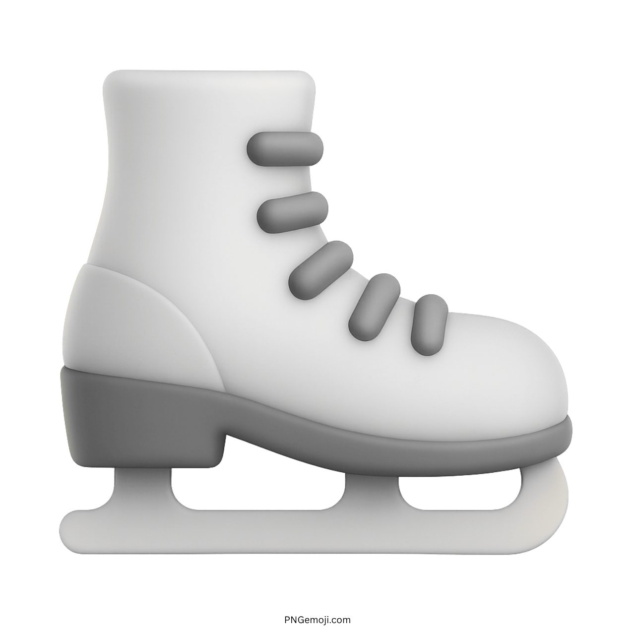3D white ice skate emoji for winter sports and figure skating use