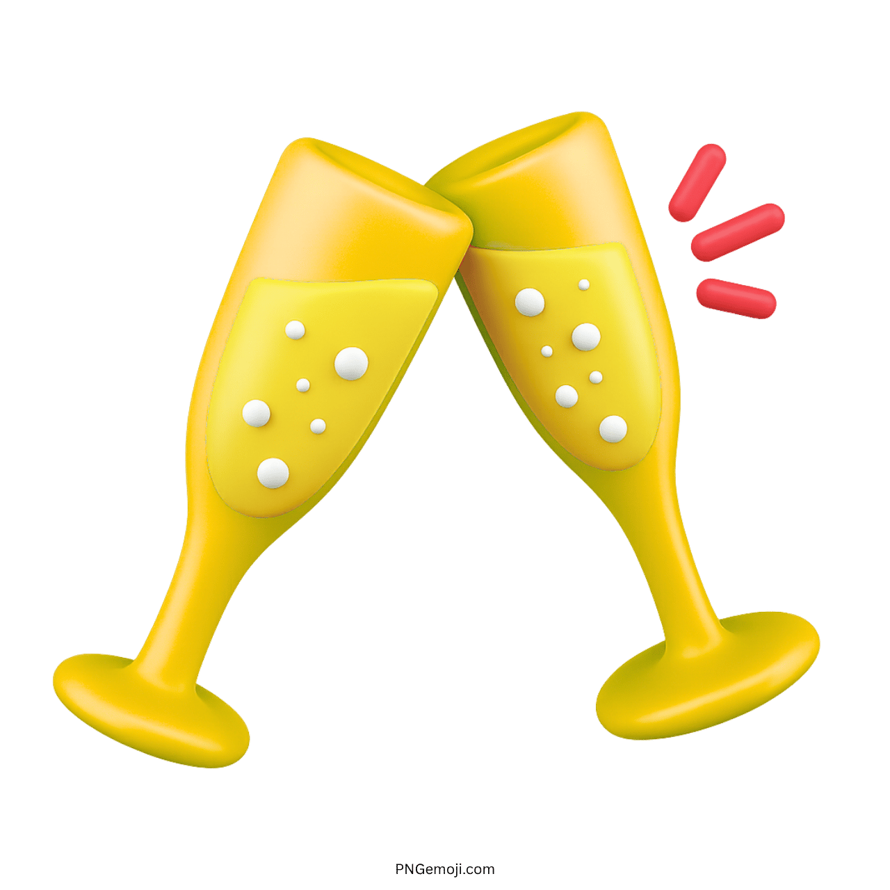 3D yellow clinking glasses emoji symbolizing cheers, toasting, celebration, and party mood