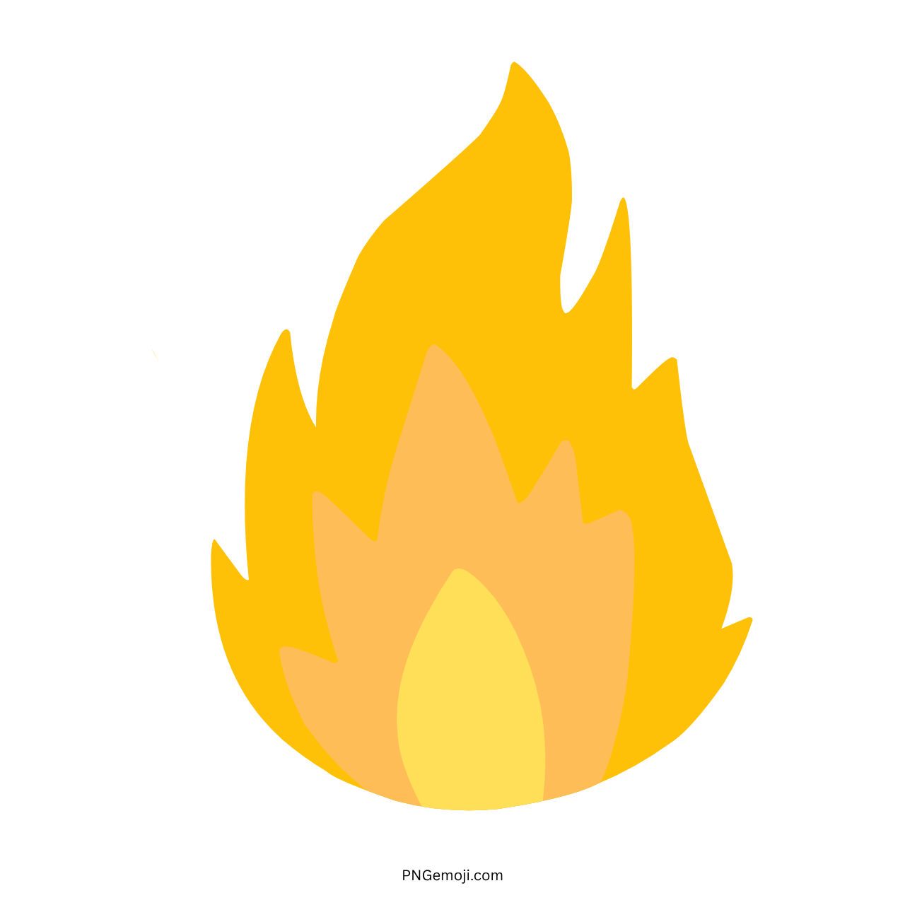 3D yellow fire flame emoji with transparent background PNG clipart image