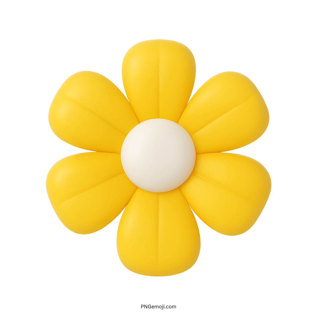 3D yellow flower icon with soft petals and a white center