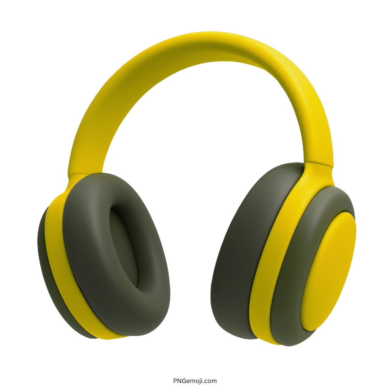 3D yellow and dark grey headphones emoji with cushioned ear pads and curved band