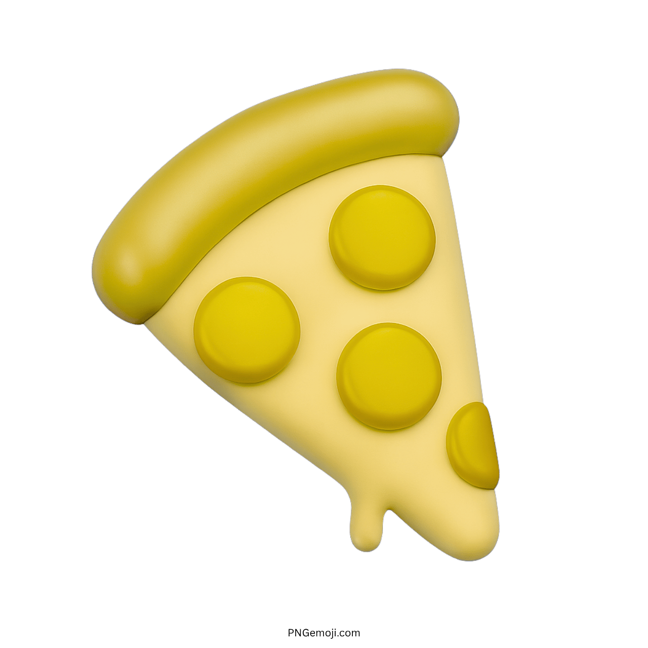3D yellow pizza emoji slice with melted cheese and toppings transparent background PNG