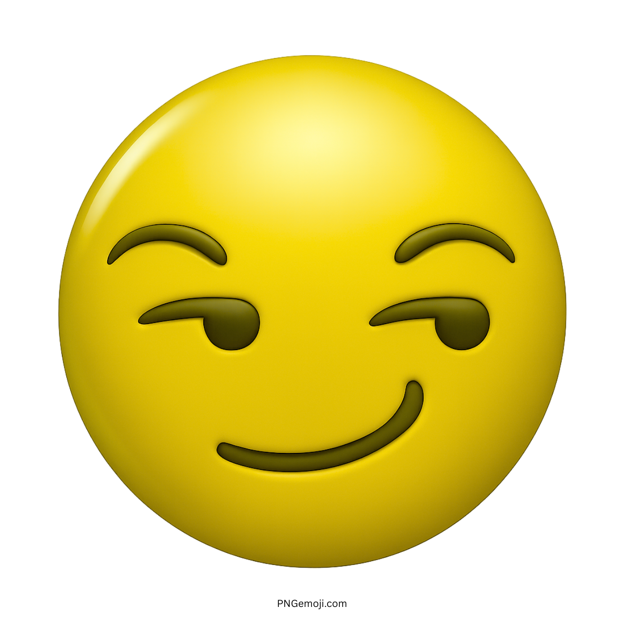 3D yellow smirking emoji with confident eyes and cheeky mischievous facial expression
