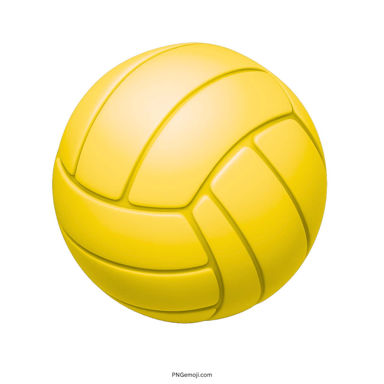 3D yellow volleyball emoji icon with bright and glossy surface and panel design on transparent background