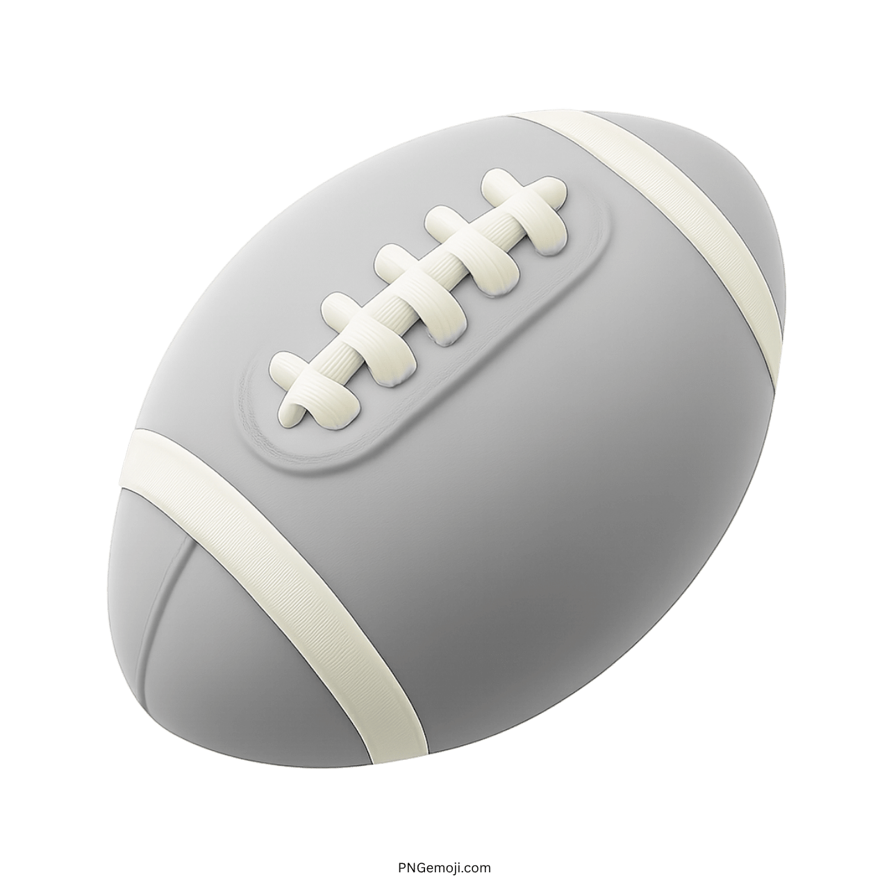 3D gray American football emoji with laces and stripes on transparent background